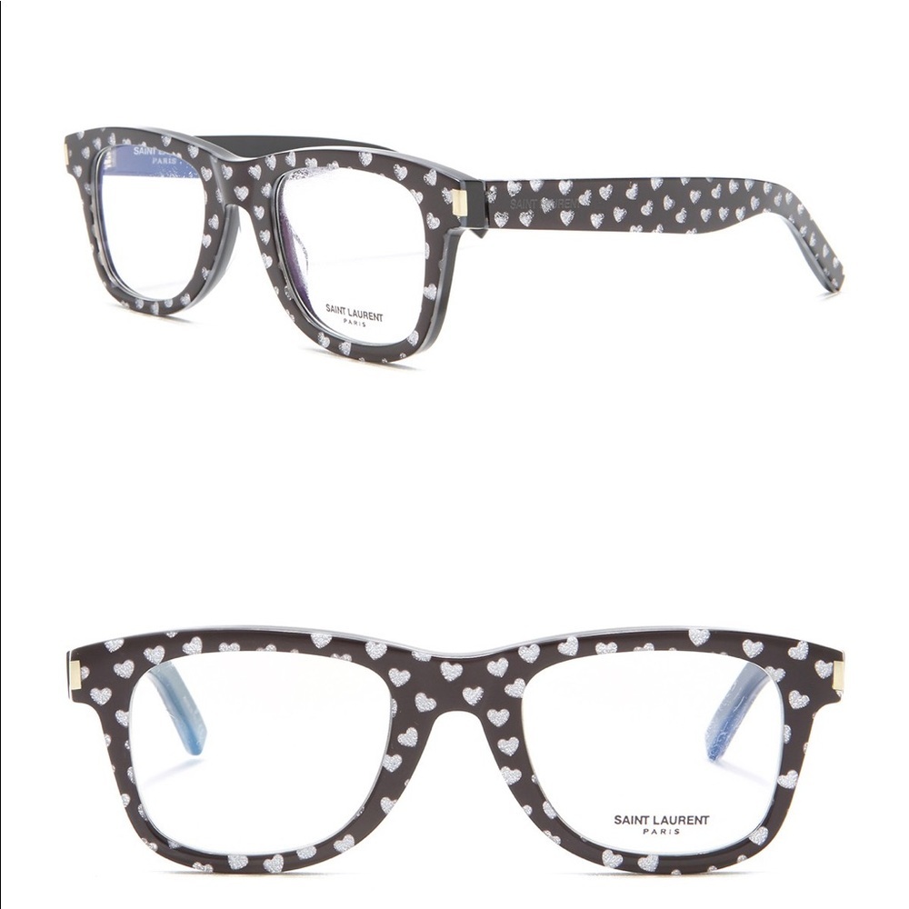 New Saint Laurent Square-Frame Glitter Heart Frame